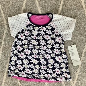 Design History Navy and Pink Daisy and Lace Short Sleeve T-shirt Size 5